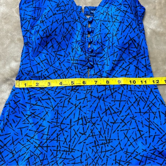 Maxine of Hollywood Vintage One Piece Button Front Blue Black Swimsuit Size 12 - Picture 9 of 10